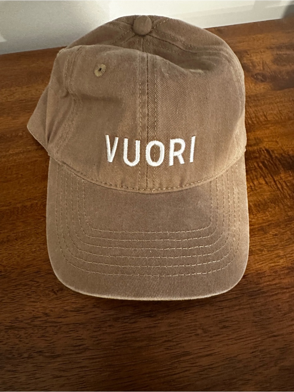 Vuori Brown Cotton Baseball Cap with White Logo Tag